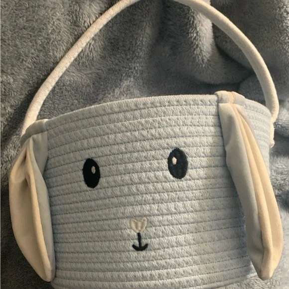 NWT woven blue Bunny Easter Basket with floppy Ears - Picture 3 of 3